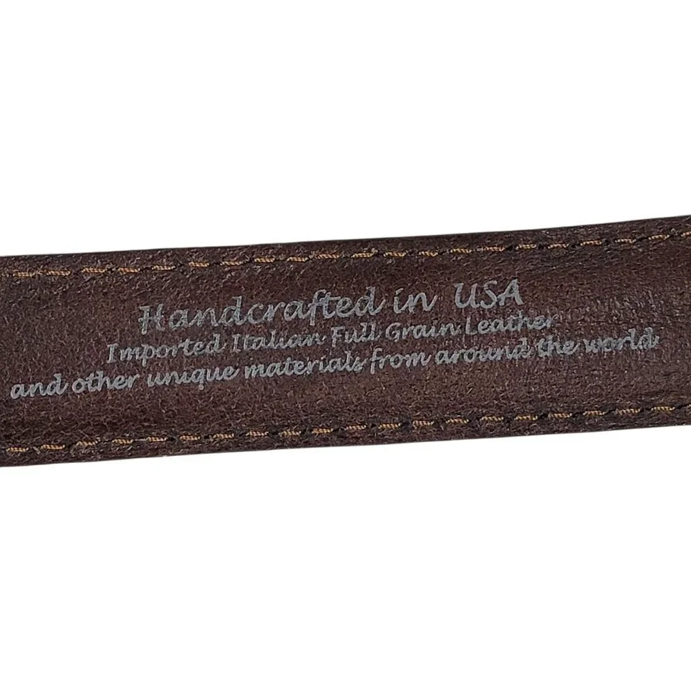 Brighton Mens Brown Escape Croco Embossed Leather Belt Size 44 M21538